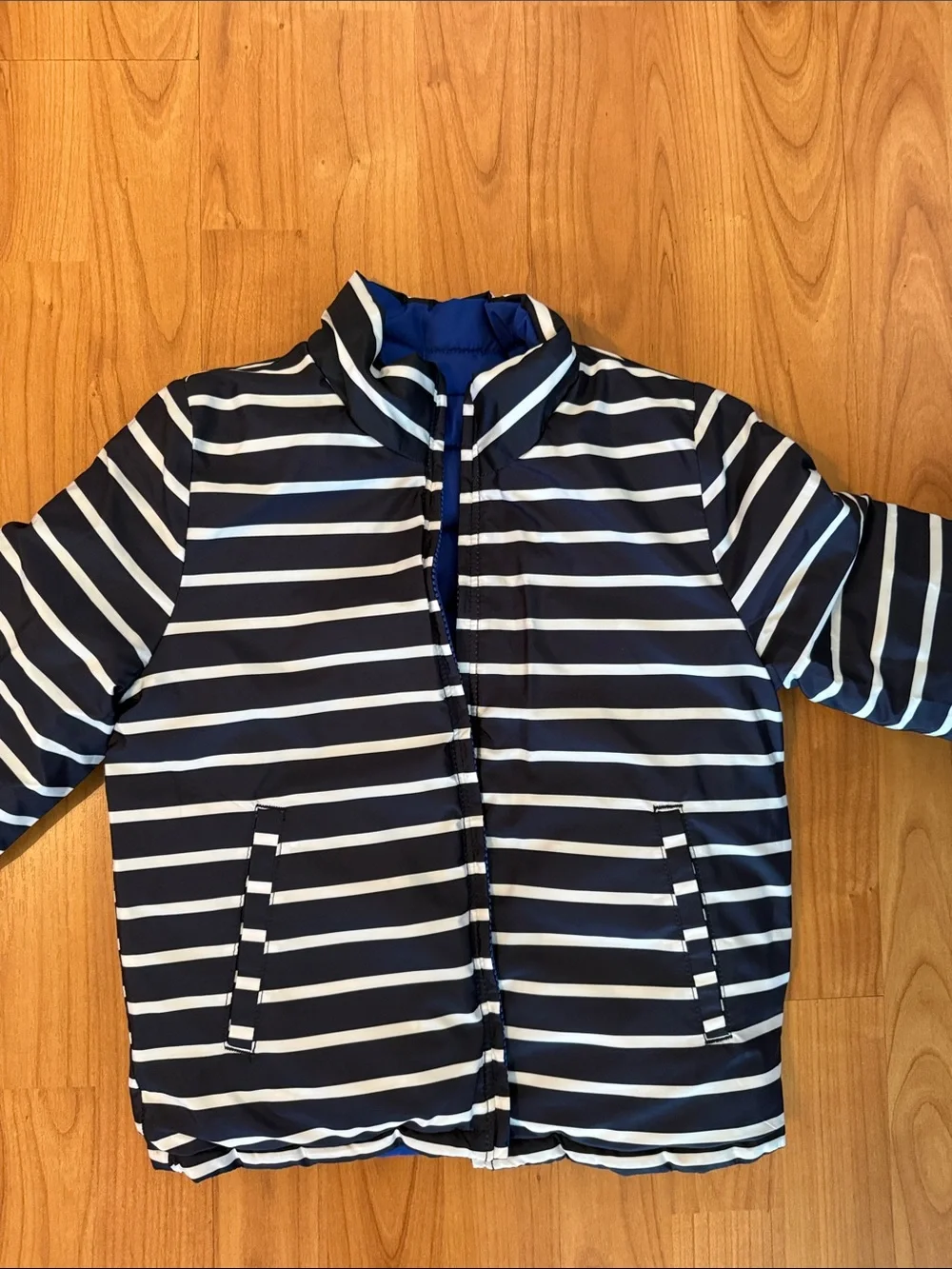 GAP Royal Blue Quilted Puffer Jacket with Striped Lining